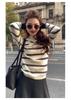 Women's Stylish Slim-Fit Sweater with Contrasting Stripes and Half-High Collar for Autumn/Winter