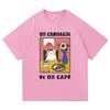 Vintage French Cafe Cat T Shirt Fashion Men/Women Funny Letter Un Croissant Et Un Cafe T-Shirt High Quality Cotton Tees Shirts