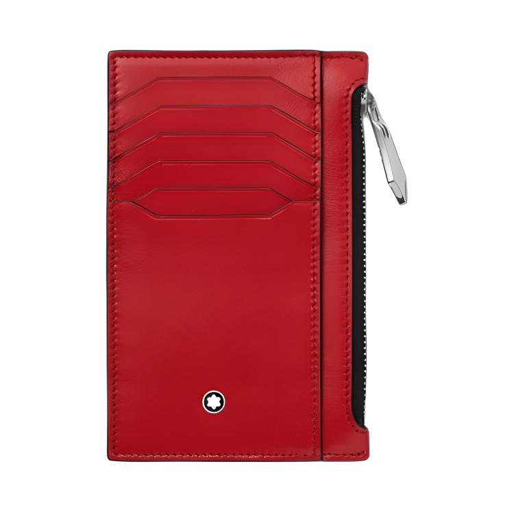 Montblanc Meisterstück Hexagonal White Star Logo Vertical Multi-Card Slot Zipper Pocket Leather Wallet Card Holder Men wallet Red 129688