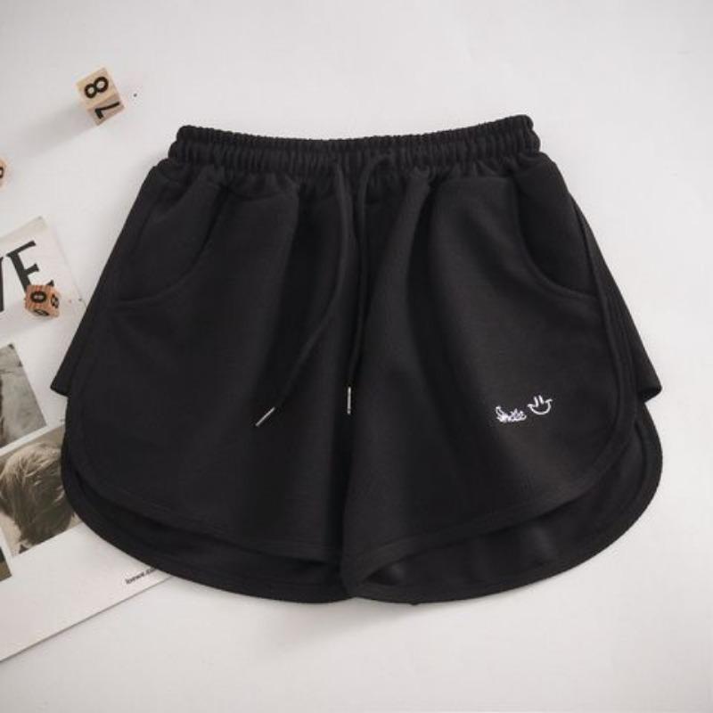 Waffle Sports Shorts for Women Wearing Summer Korean Style Elastic Waist Loose Slimming A-line Wide-leg Pants Home Pants