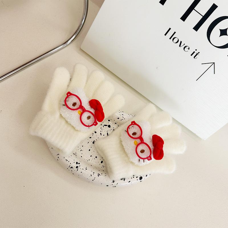 Neue Kinderhandschuhe Koreanisch Niedlich Cartoon Brille Fünffingerhandschuhe Warme Fingerhandschuhe für Jungen und Mädchen