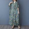 Women's Vintage Long Dress with Cotton and Linen Patterns