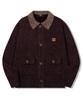 TRILLION Leather Patchwork Velvet Cardigan Knit_Purple Brown