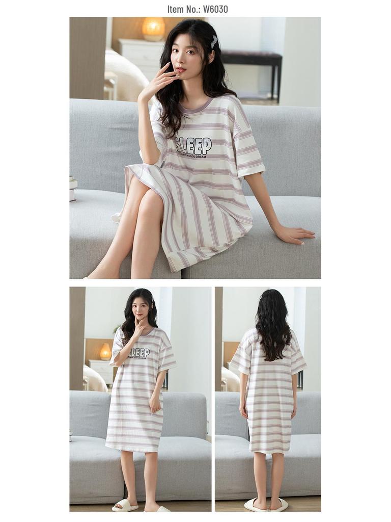 Women's Summer Cotton Loose Casual Short Sleeve Nightdress