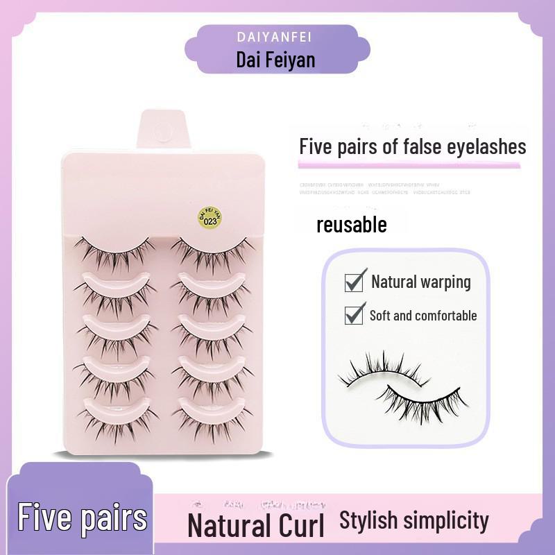 Cartoon Barbie Beginner False Eyelashes - Natural Thick 5 Pairs