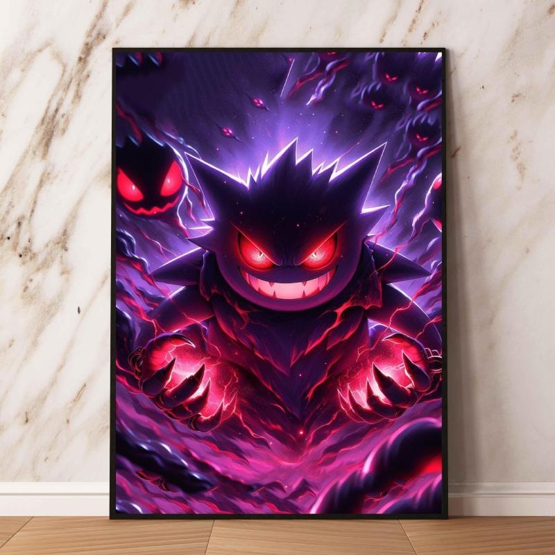 Gengar Themed Room Decor Painting Fantasy Dark Style Hd Canvas Poster Print High Quality Artwork for Pokemon Enthusiasts
