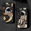 Cartoon Astronaut Phone Case for iPhone 16 11Pro 13 Mini 7 8 Plus XS Max SE XR 14 Pro 15Pro 12 Matte Cover