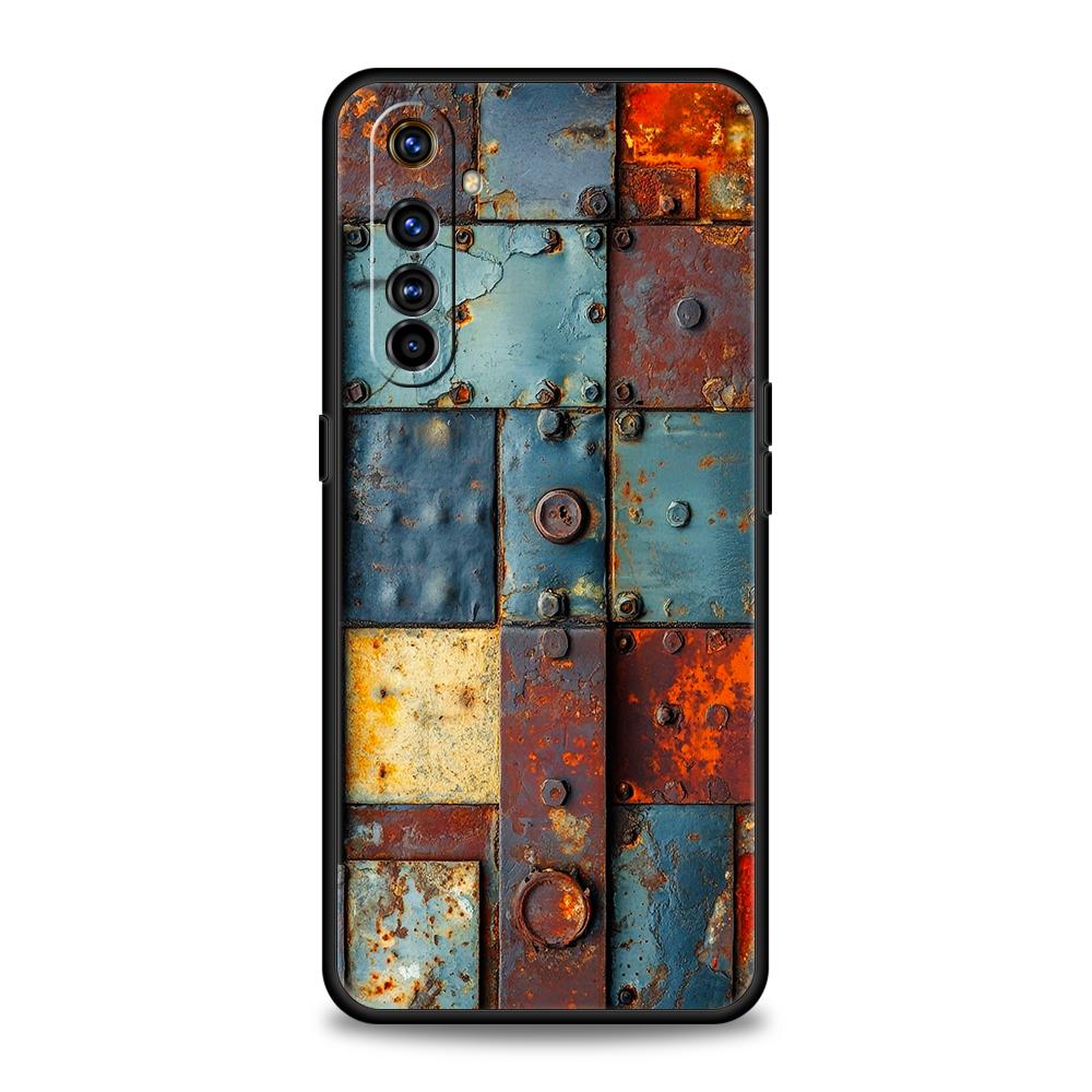 Soft TPU For Realme 11 10 9 Pro Plus GT2 GT3 GT5 C21 C25 C35 C53 C55 C67 Pro Phone Case Vintage Industrial Style Rusty Pattern