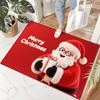 Visual Velvet Christmas Door Mat with Santa Claus Reindeer Patterns Floor Mat for Home Entrance Decor Adding Festive Joy