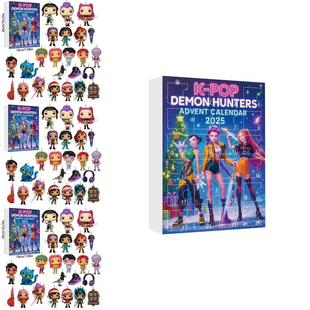 Kpop Dämonenjäger Adventskalender mit Acrylfiguren für Weihnachtsgeschenke und Partydekoration