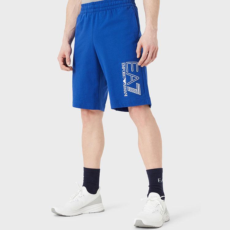 Emporio Armani Ss22 Solid Color Elastic Waist Logo Letter Print Straight Fit Casual Shorts Men shorts Blue 3LPS73-PJ05Z-1597