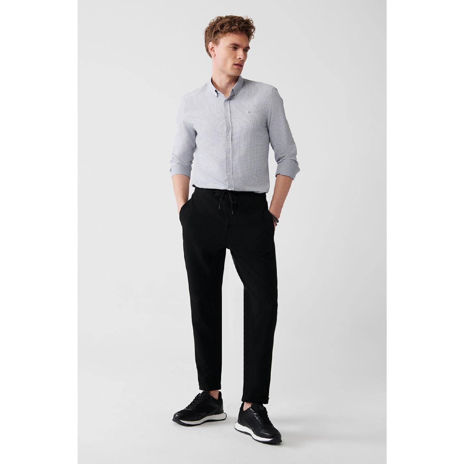 

Men s Black Side Pocket Elastic Waist Double Leg Sequined Trousers B003026 S чёрный