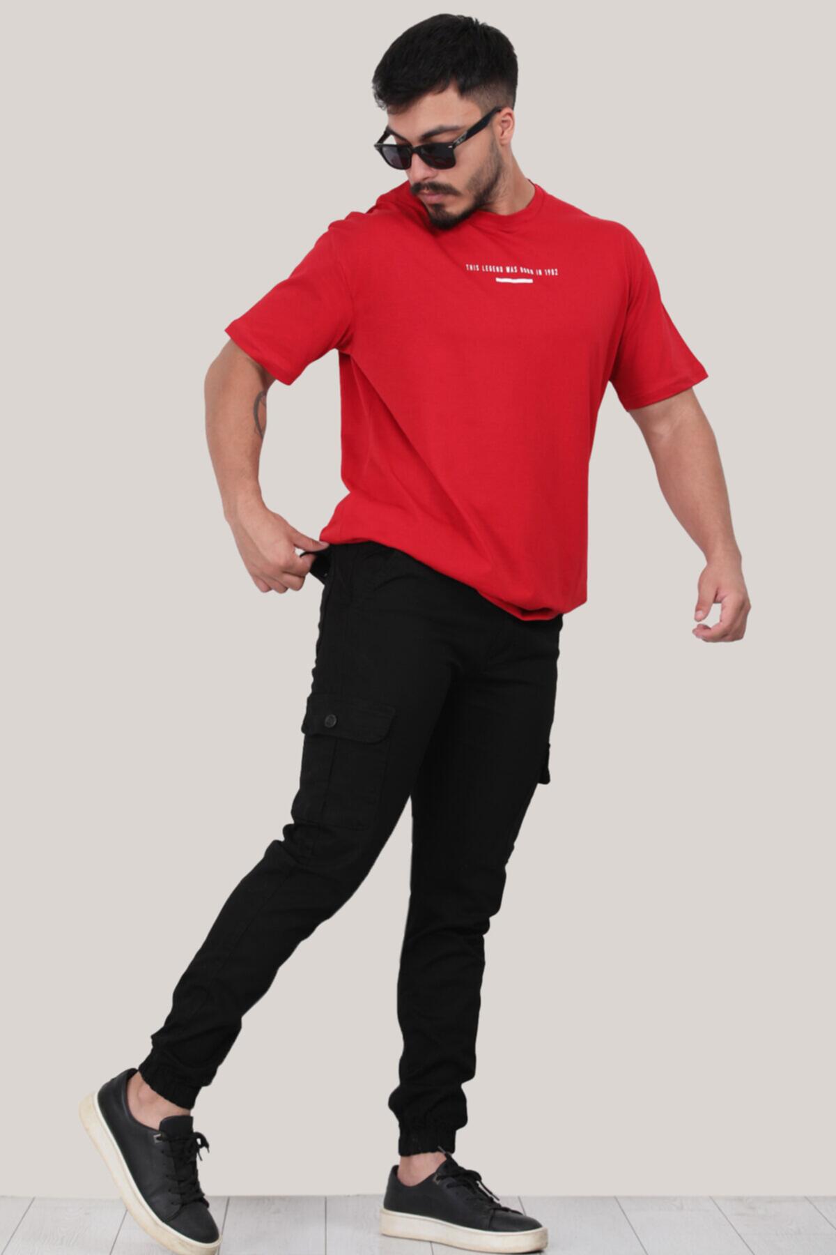 

Men s Elastic Waist Cargo Pants 34 чёрный