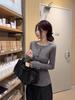 Spicy Girl Henry V-Neck Slim-Fit Buttoned Long-Sleeve Top
