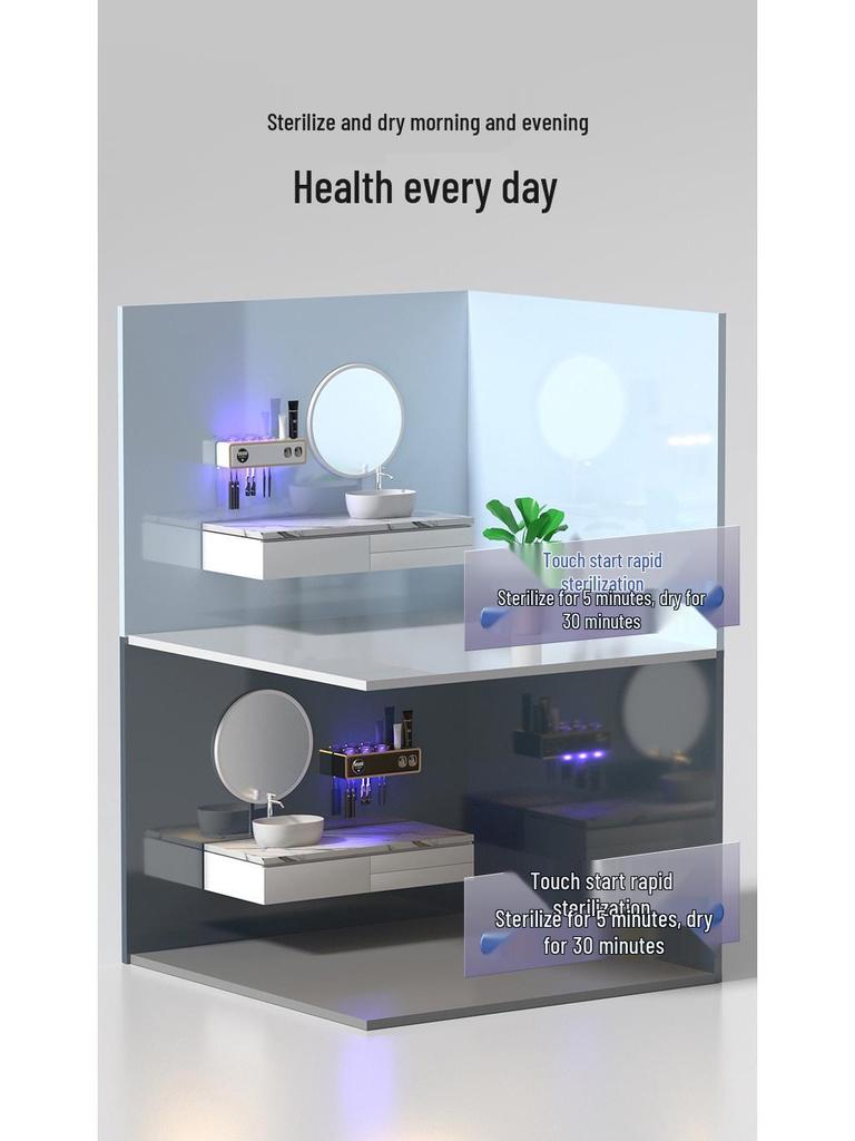 Rechargeable Wall-Mounted Toothbrush Holder & Dryer with Toothpaste Dispenser