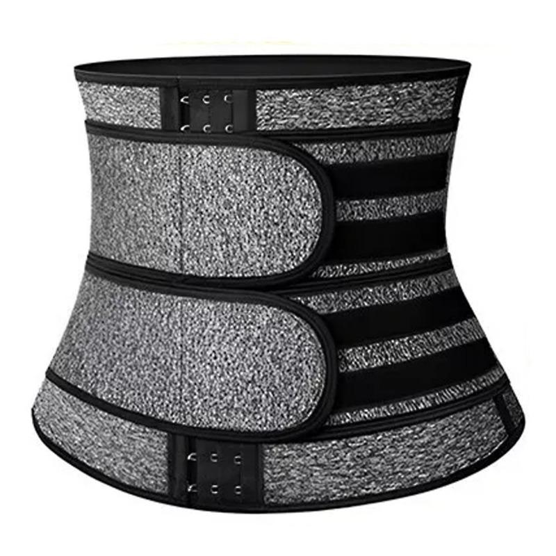 Double Belt Button Closure Neoprene Waist Trainer Sweat Body Shaper For Fitness Workout