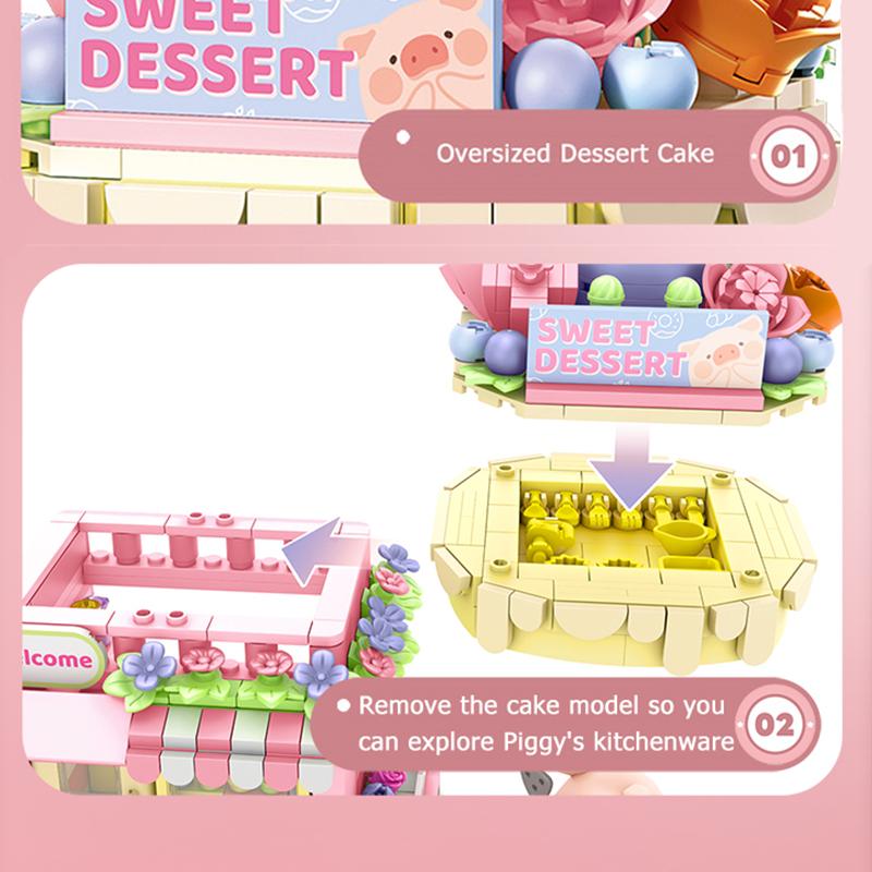 Creative Idea City Streetscape Bricks Dessert Shop Blocks Romantic Home Decoration Gifts ideal for Girlfriend Children Playthings