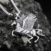 Punk Vintage Pegasus Unicorn Pendant Necklace For Men 316L Stainless Steel Greek Mythology Pegasus Wings Necklaces Jewelry Gifts