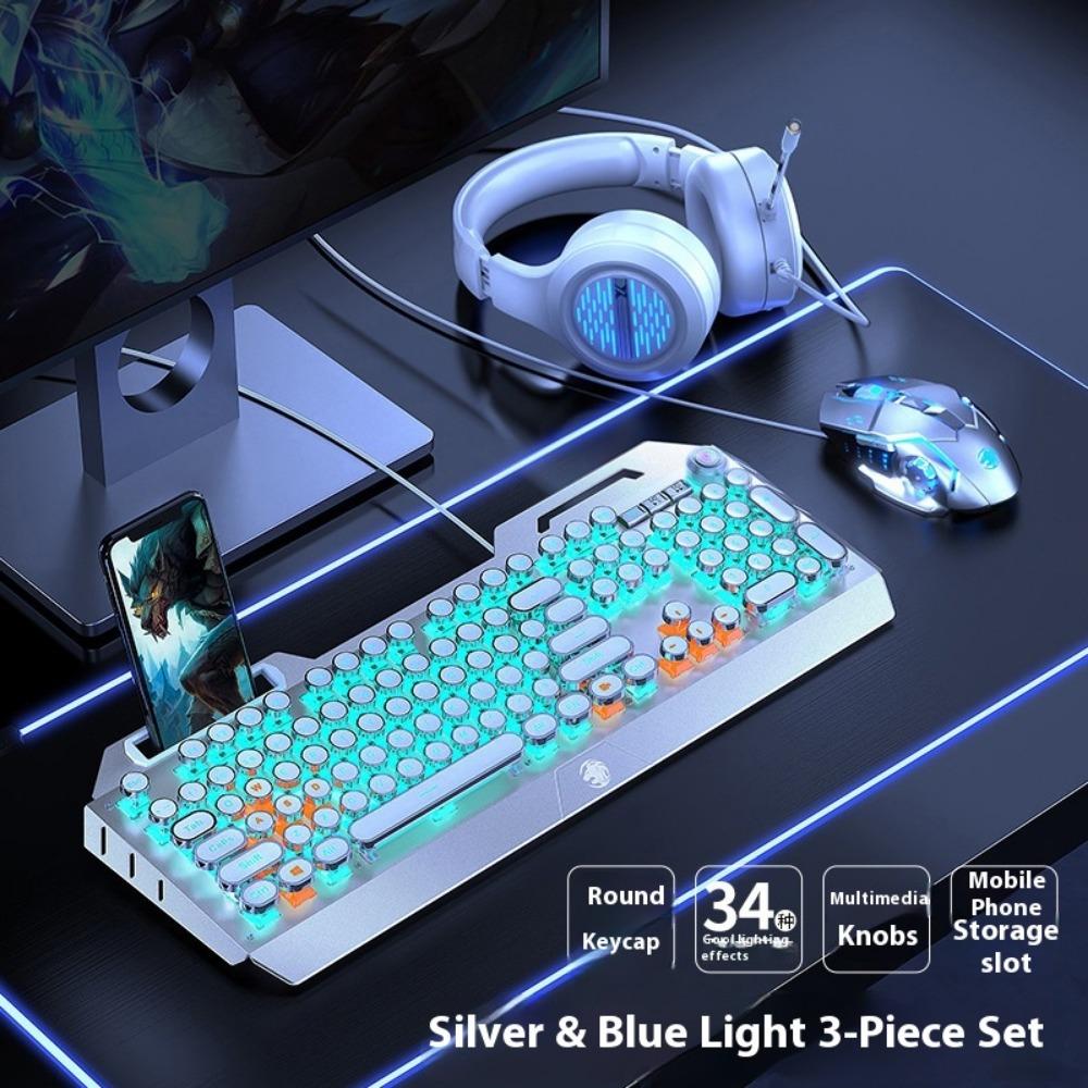 Mechanical Keyboard, Wired Mouse Set, Game Computer, E-sports, Green Axis, Wireless Keyboard and Mouse Special