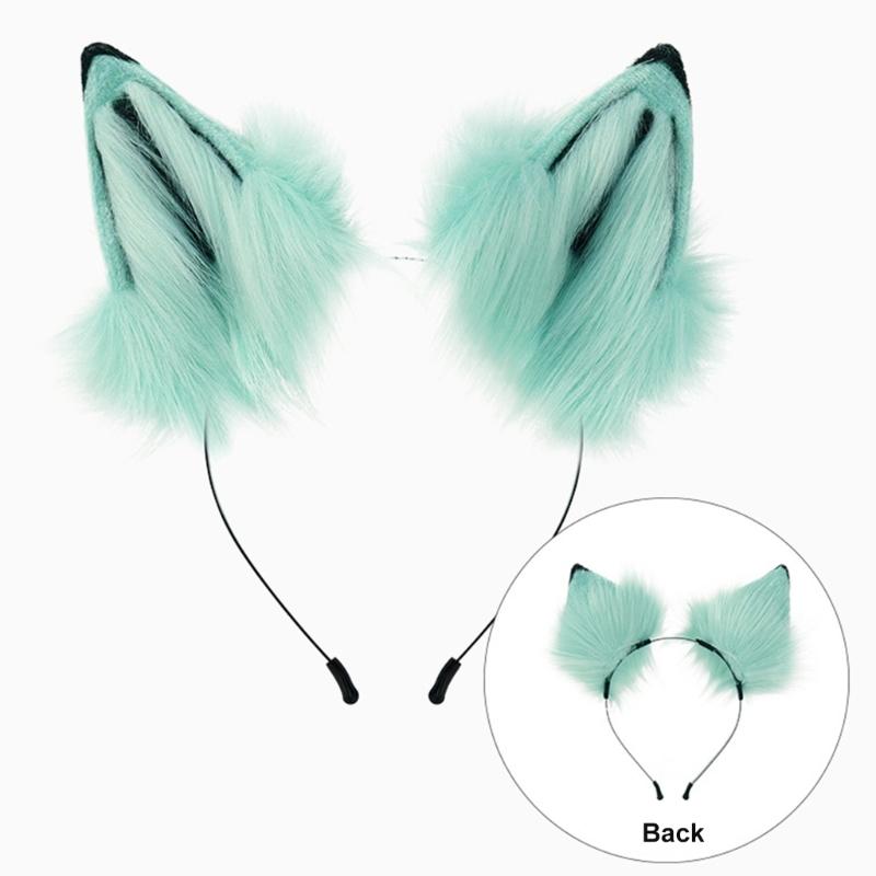 Wolf Ears Headband with Tail Foxes Wolf Ears and Tail Set Halloween Cosplay Party Foxes Costume Accessories Kid Adult