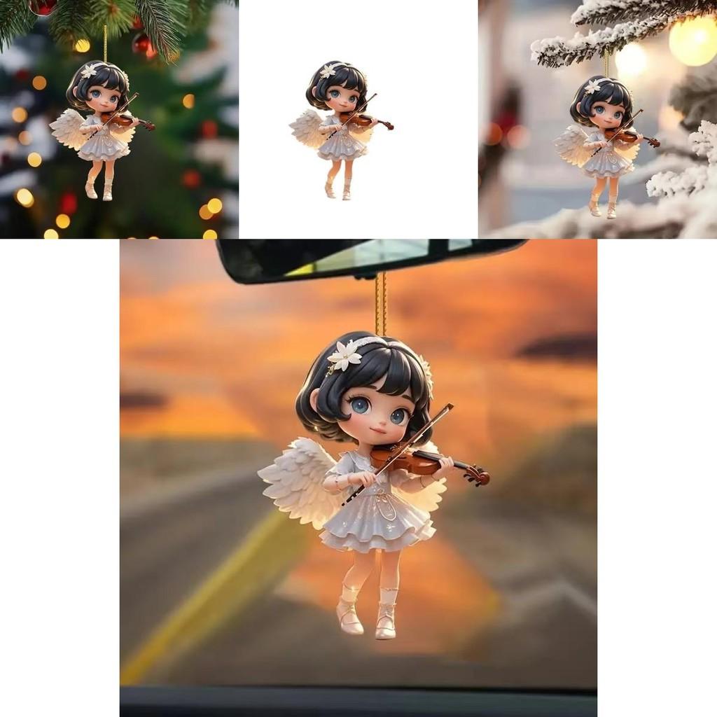 Acrylic Angel Violinist Car Pendant With Elegant Minimalist Design For Interior Decor