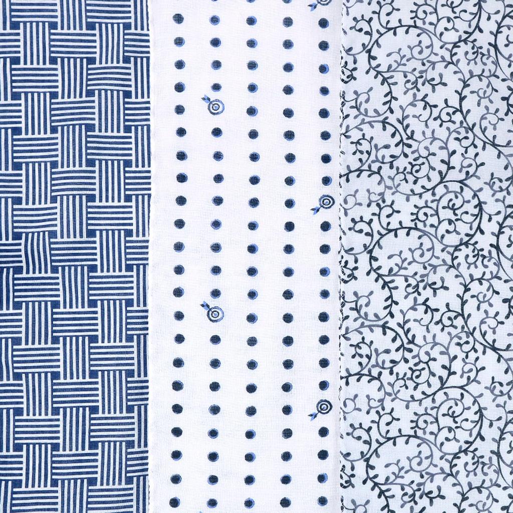 Cluster Tenugui Washed Gauze with Finish and Patterns Set of Japanese-made (Tenugui) Double-Layered Anti-Fray [Ajiro Check, Octopus, Bean-Squeezed /