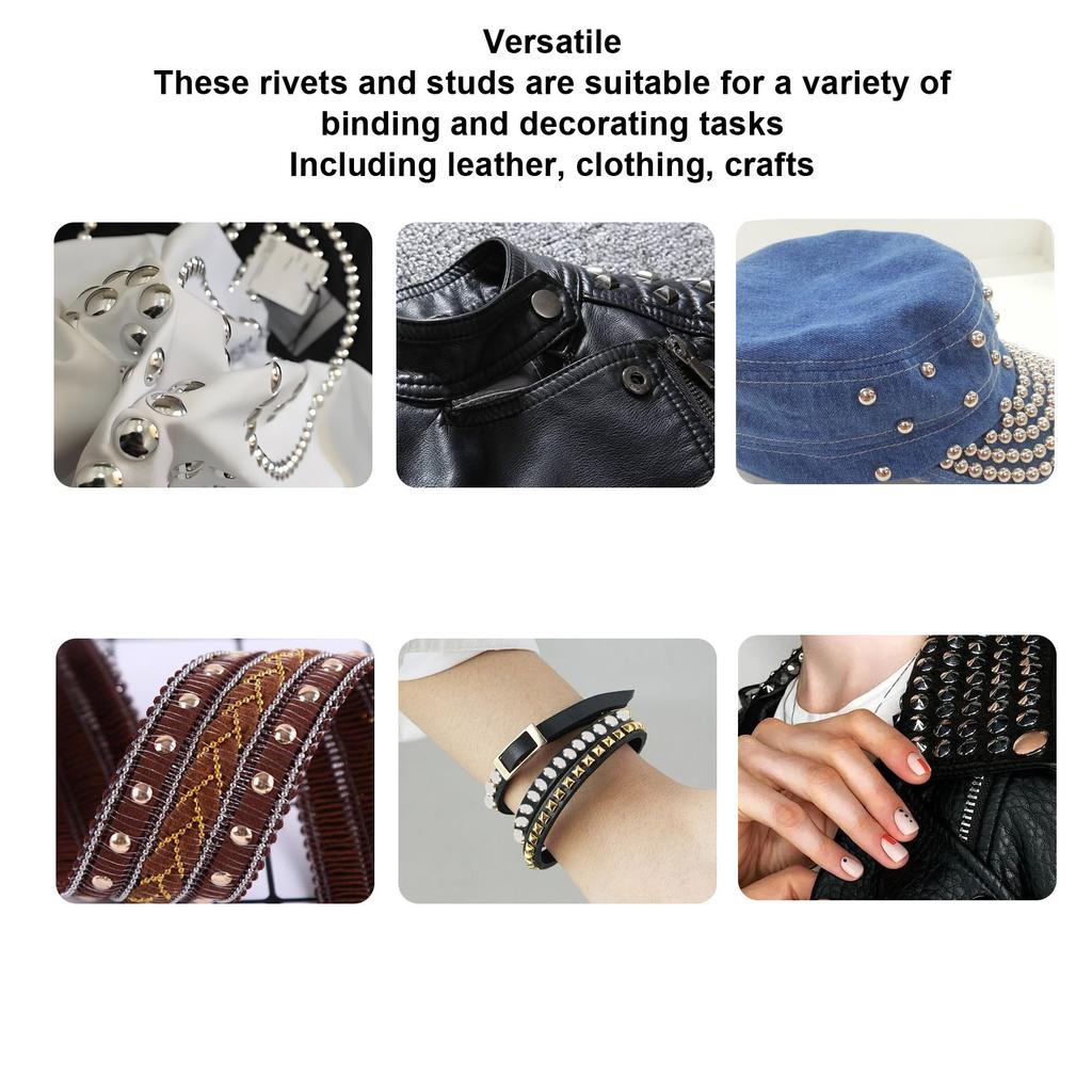 50 Pairs 0.18x0.2x0.35in Leather Rivets Kit M3.5 Stainless Steel Flat Round Head Rivet and Screw Set for Binding and Decoration