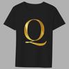 Fashion T-shirt Black Men's 26 English Letters Gold Printing Pattern Series Casual Round Neck Commuter Comfortable Top T-Shirts Men’s