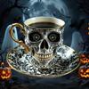 Stilvolle Harz-Totenkopf-Kaffeetasse Bonehead Design Gotischer Totenkopf-Crusher Kaffee-Skelettkopf-Tassen Sammler 2025