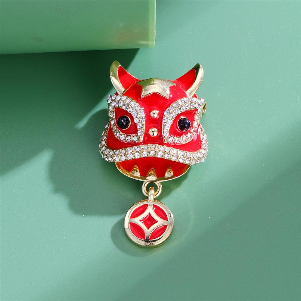 Fashion Animals Chinese Lion Dance Brooches Low MOQ Trendy Vintage Retro Pins Jewelry for Women in Stock Accessories
