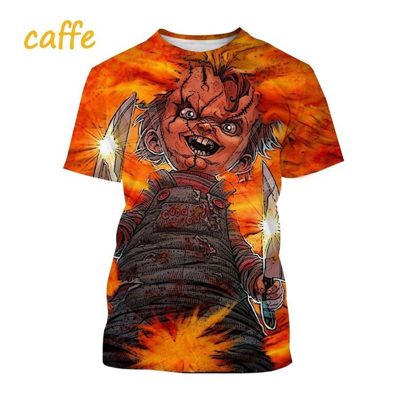 Saldi Estivi Chucky T-shirt Stampata 3D Divertente Stile Streetwear Manica Corta Uomo Design Horror Girocollo Abbigliamento