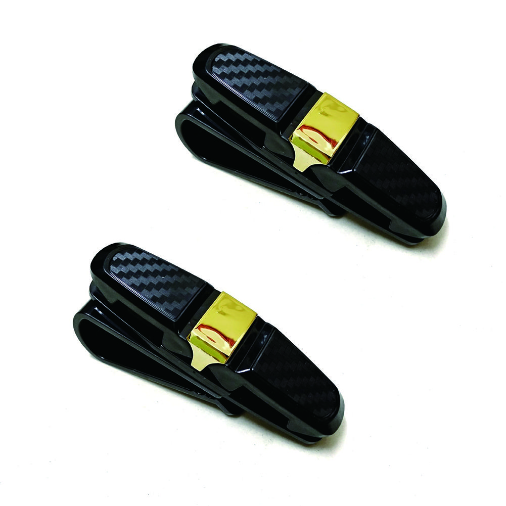 Pack of 2  Car Glasses Holders with Card Clip, Sunglasses Holder, 180° Rotating Glasses Clip with Cards, Double Ended Clip for All Vehicle Models