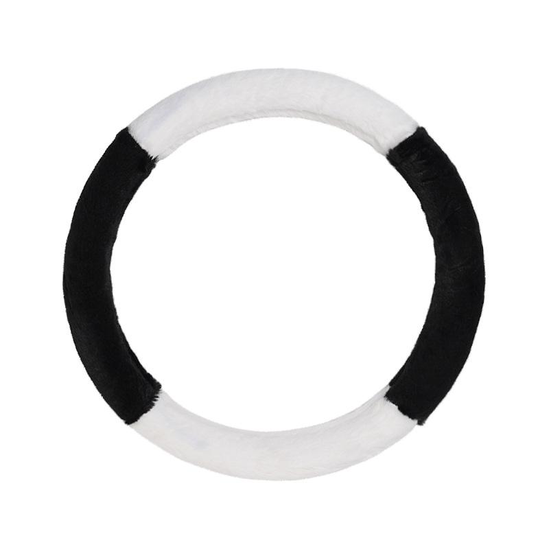 Autumn and winter car steering wheel cover, simple splicing steering wheel cover, plush, comfortable, warm, antifreeze steering