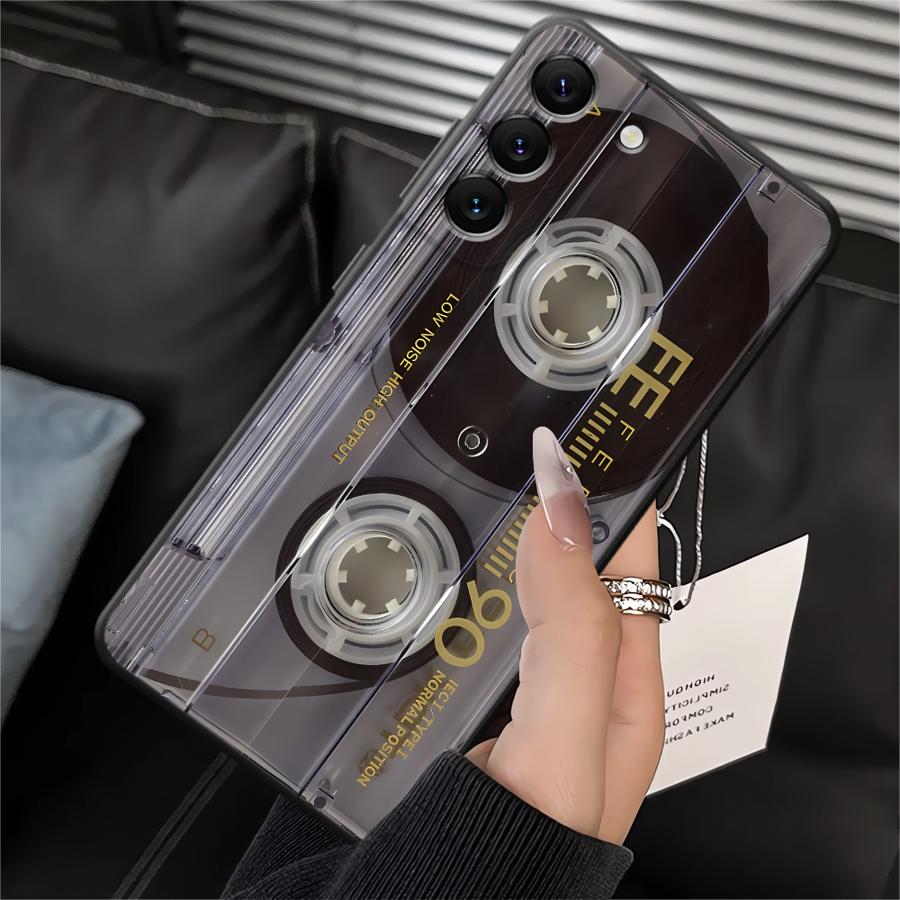Retro Cassette Tape Black Soft Phone Cover Case for Samsung Galaxy A05 A17 A40 A16 A10 A12 A04 A50 A20 A13 A70 A06 A30 A15