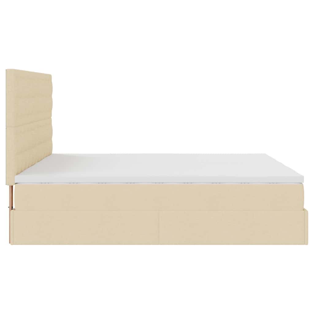 Ottoman Bed with Mattresses & LEDs Cream 180x200 Cm Fabric
