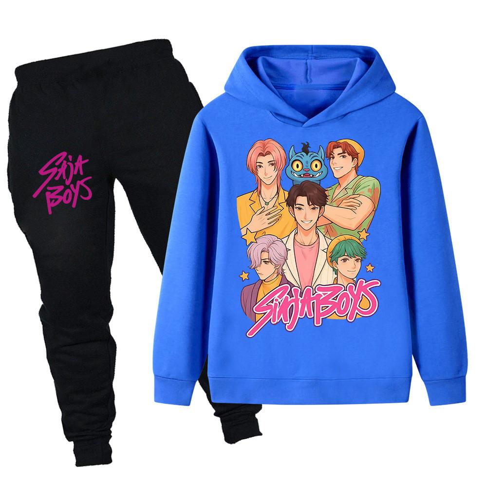 PB1219 Kinder Jungen Mädchen Kpop Mira Zoey Rumi Sajaboys Print Langarm Kapuzenpullover Hose Hosen Kleidung Sets