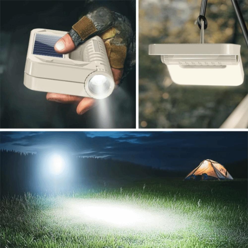 Multifunctional Emergency Light Foldable 5 Lighting Modes Camping Lantern Rainproof Solar Powered Stall Lamp