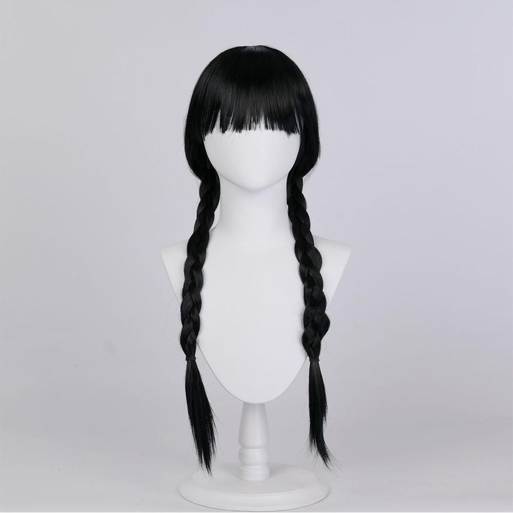 Wednesday Addams Black Wig Halloween Cosplay Costume Party Wig