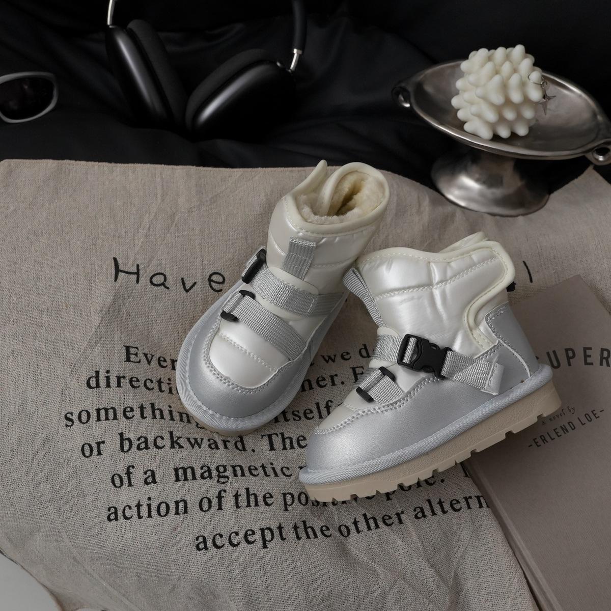 

Детские зимние сапоги для снега, детские зимние сапоги, высокие, для мальчиков, водонепроницаемые, для девочек, утолщенные, плюшевые, спортивные 23 серебряный