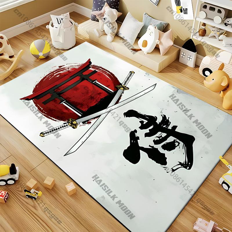 Japanischer Traditioneller Kultur Bereichsteppich Groß, Teppich für Wohnzimmer Schlafzimmer Küche Dekoration, Teppiche für Schlafzimmer Matte Haus