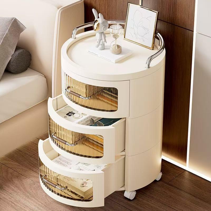 Round Storage Cabinet with Shelves and Drawers