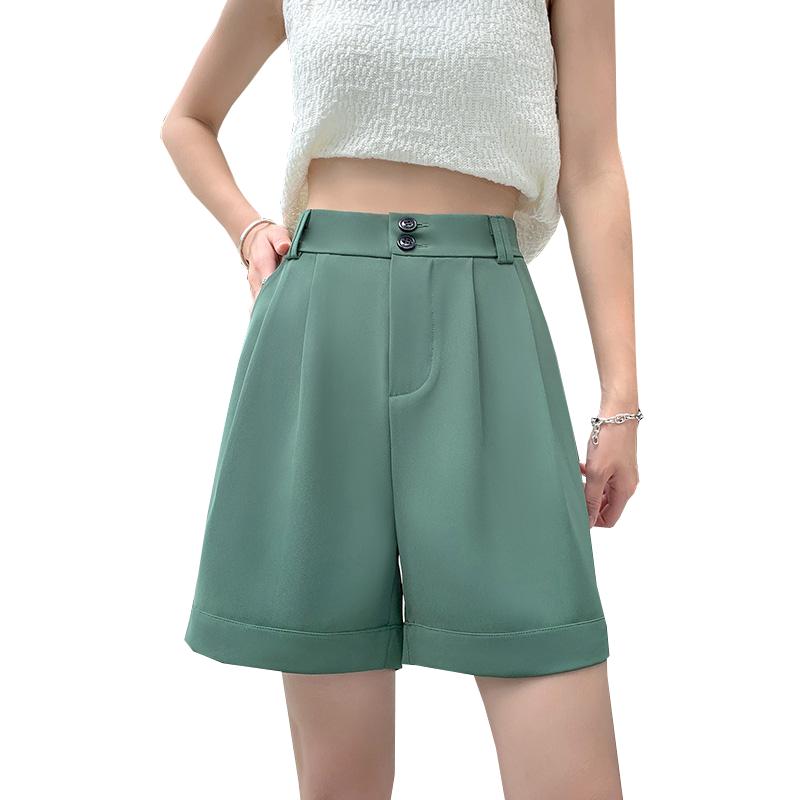 DIMANAF 2026 Summer New Plus Size Women High Waist A-Line Shorts Casual Solid Office Lady Wide Leg Shorts Pants
