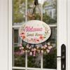 Yousheng Welcome Sign for Front Door, Entrance Door Plate, Pastoral Wooden Hanging Plaque for Home Outdoor Wall