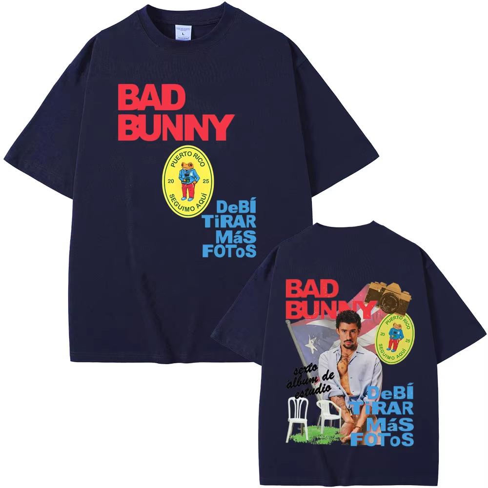 Rapper Bad Bunny DeBi TiRAR MaS FOToS DTMF 2025 Tour T Shirts Men Women Hip Hop Pop Music T-shirts Male Retro Oversized Tshirts