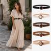 PU Leather Fashion Waist Belt Gradient Round Ring Buckle Faux Leather Belt  For Women