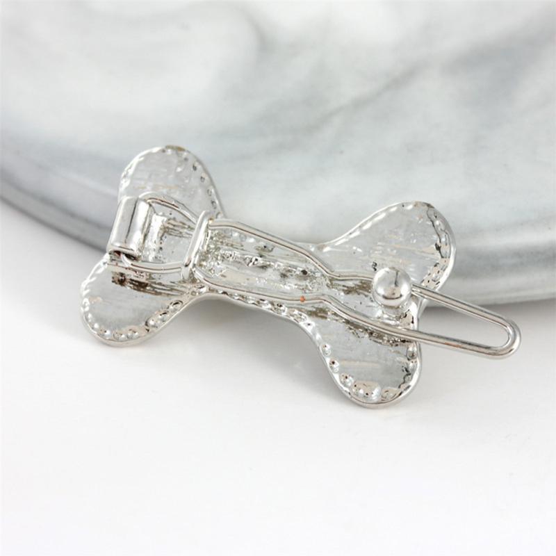 Non-slip Pet  Hair  Clips Bone-shaped Colorful Rhinestones Decoration Hairpin Hair Grooming