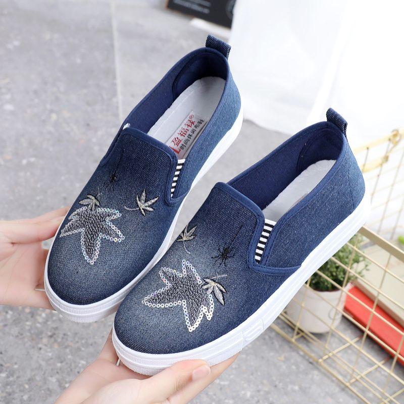 Cloth Shoes Women's Denim Canvas Shoes Summer Single Shoes Thick Soled Student Casual Shoes