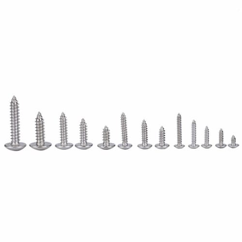 180-Piece Self-Tapping Screw Kit, M3 M4 M5 M6 High Hardness Stainless Steel Flat Head Self-Tapping Screws, Multi-Purpose Set