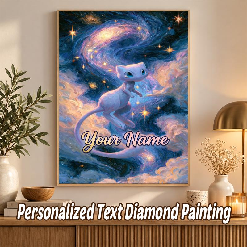 Mew Custom Name Diamond Painting Personalized 5D Full Drill DIY Diamond Art Home Decor