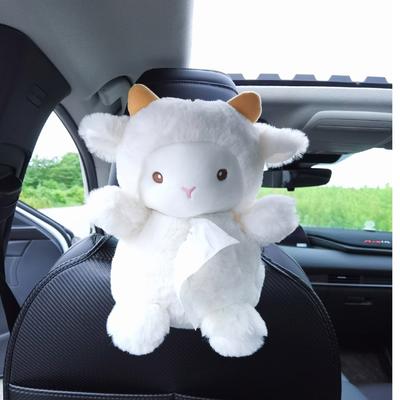 Cartoon Car Tissue Box Creative Little Sheep and Pig Car Hanging Paper Drawer Box Cute Car Interior Supplies Tissue Box